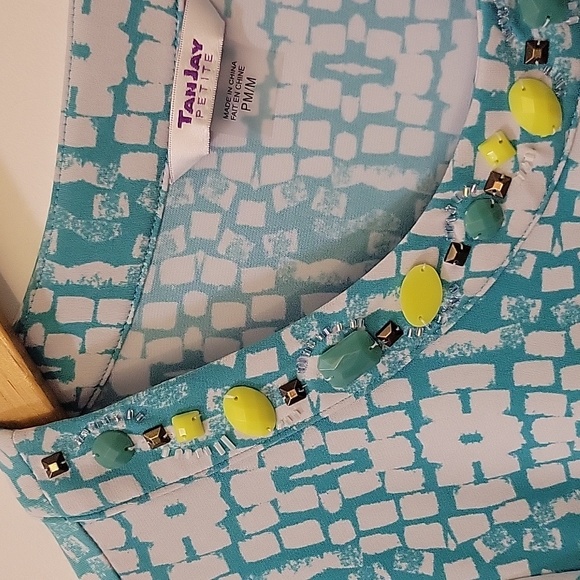 Tanjay Petite Turquoise check top - Picture 4 of 5